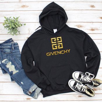 Givenchy Gold Logo Luxury Unisex Pullover Hoodie HTB0872
