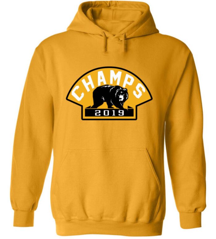 Gold Boston Bruins 2019 Stanley Cup Champions Champs Bear Logo Hooded Sweatshirt Unisex Hoodie