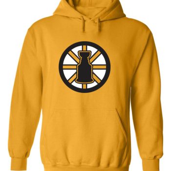 Gold Boston Bruins Stanley Cup David Pastrnak "Logo" Hoodie Hooded Sweatshirt