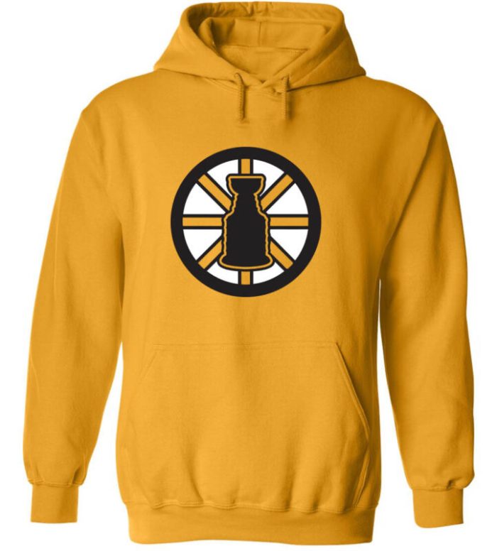 Gold Boston Bruins Stanley Cup David Pastrnak "Logo" Hoodie Hooded Sweatshirt
