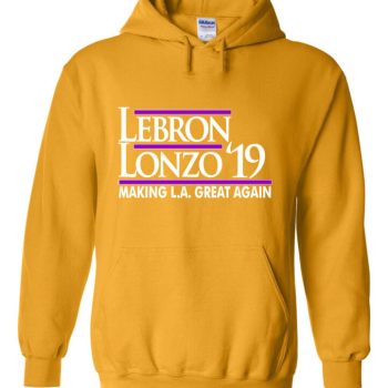 Gold Lebron James Lonzo Ball Los Angeles Lakers 19 Hooded Sweatshirt Unisex Hoodie