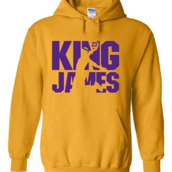 Gold Lebron James Los Angeles Lakers "King James Silhouette" Hooded Sweatshirt Unisex Hoodie