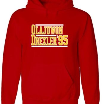 Hakeem Olajuwon Clyde Drexler Houston Rockets 1995 Crew Hooded Sweatshirt Unisex Hoodie