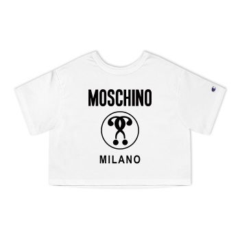 Moschino Double Question Mark Logo Champion Women Cropped T-Shirt CTB2879