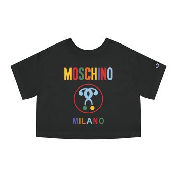 Moschino Double Question Mark Logo Champion Women Cropped T-Shirt CTB2893