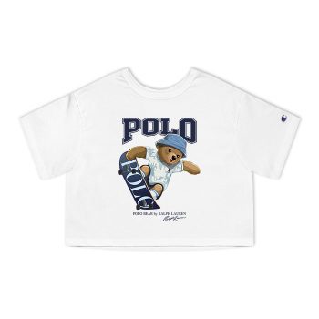 Ralph Lauren Polo Sport Bear Teddy Champion Women Cropped T-Shirt CTB2764