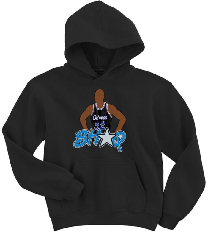 Shaquille O'Neal Shaq Orlando Magic Pic Logo Black Crew Hooded Sweatshirt Unisex Hoodie