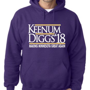 Stefon Diggs Case Keenum Minnesota Vikings "Diggs Keenum 18" Unisex Hoodie Hooded Sweatshirt