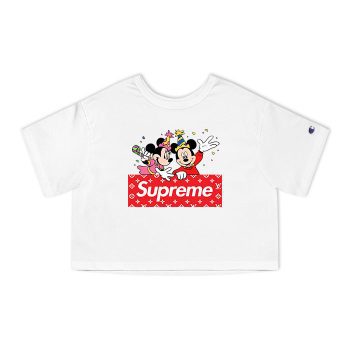 Supreme Mickey Mouse And Minnie Mouse Birthday Champion Women Cropped T-Shirt CTB2946