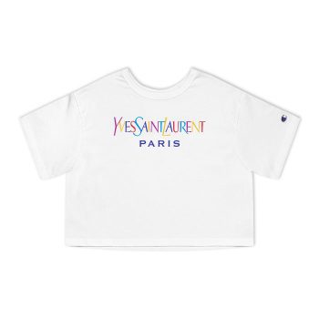 Yves Saint Laurent Logo Luxury Champion Women Cropped T-Shirt CTB2717