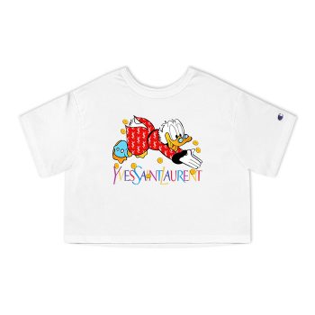 Yves Saint Laurent Logo Luxury Mcduck Champion Women Cropped T-Shirt CTB2505