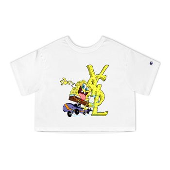 Yves Saint Laurent Logo Luxury Spongebob Champion Women Cropped T-Shirt CTB2501
