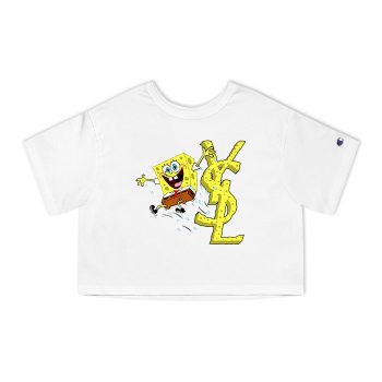 Yves Saint Laurent Logo Luxury Spongebob Champion Women Cropped T-Shirt CTB2502