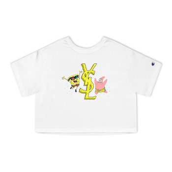 Yves Saint Laurent Logo Luxury Spongebob Champion Women Cropped T-Shirt CTB2503