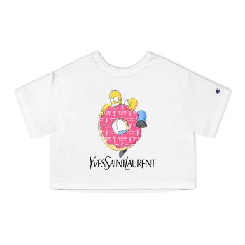 Yves Saint Laurent Logo Luxury Thomer Simpson Champion Women Cropped T-Shirt CTB2733