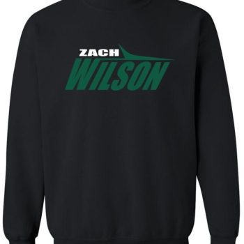 Zach Wilson New York Jets Stealth Black Logo Crew Hooded Sweatshirt Unisex Hoodie