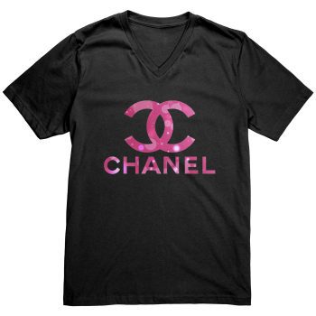 Coco Chanel Logo Pink Mens V-Neck Shirt