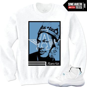 Legend Blue 11 S Mj Six Rings In White Crewneck Sweatshirt