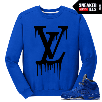 Lv Drip Blue Suede 5S Crewneck Sweatshirt Royal Blue Crewneck Sweatshirt