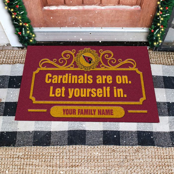 Arizona Cardinals Are On Let Yourself In Custom Personalized Retro Doormat Welcome Mat DM1922