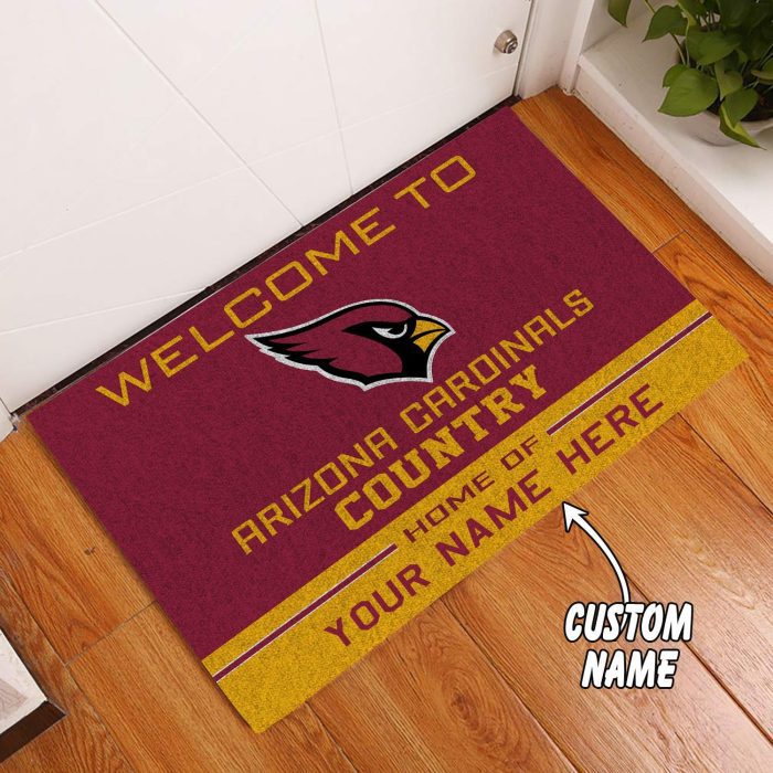 Arizona Cardinals Country Custom Name Funny Luxury Front Entrance Doormat Welcome Mat DM2029