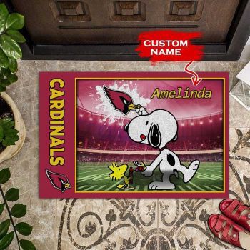 Arizona Cardinals Doormats Snoopy NFL 02 Custom Name Doormat DM1197