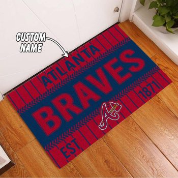 Atlanta Braves Custom Name Funny Luxury Front Entrance Doormat DM1605