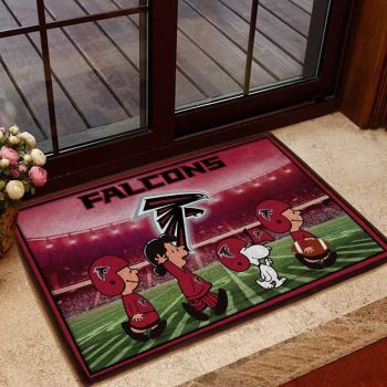 Atlanta Falcons NFL Snoopy And Friends At The Football Stadium Doormat Welcome Mat DM1767