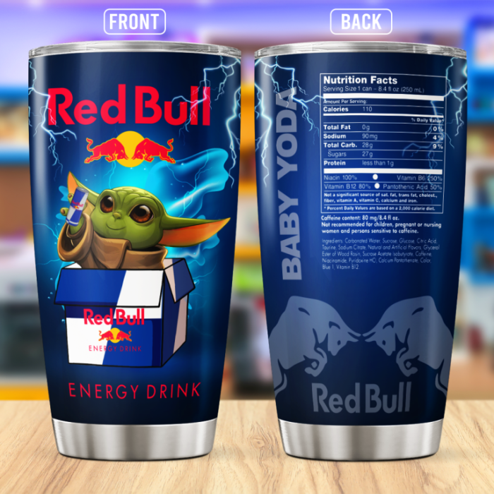 Baby Yoda Red Bull Stainless Steel Tumbler 20oz