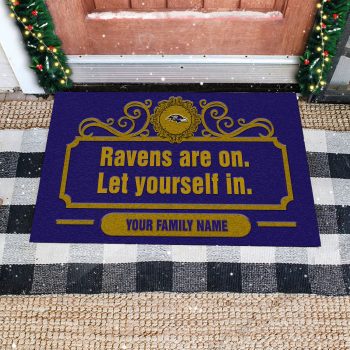 Baltimore Ravens Are On Let Yourself In Custom Personalized Retro Doormat Welcome Mat DM1930