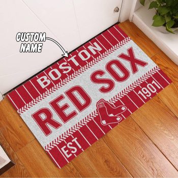 Boston Red Sox Custom Name Personalized Luxury Front Entrance Doormat Welcome Mat DM1962
