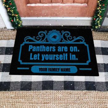 Carolina Panthers Are On Let Yourself In Custom Personalized Retro Doormat Welcome Mat DM1915
