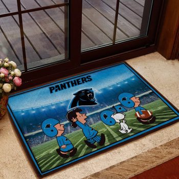 Carolina Panthers NFL Snoopy And Friends At The Football Stadium Doormat Welcome Mat DM1792