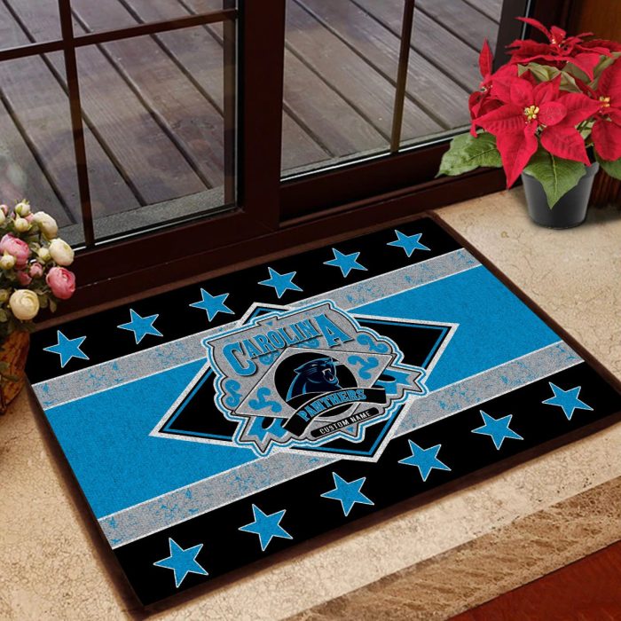 Carolina Panthers NFL Vintage Design Classic Custom Name Entrance Doormat DM1324