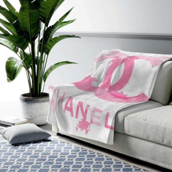 Chanel Pink Logo Fashion Luxury Brand Premium Fleece Sherpa Blanket Sofa Decor BL3109