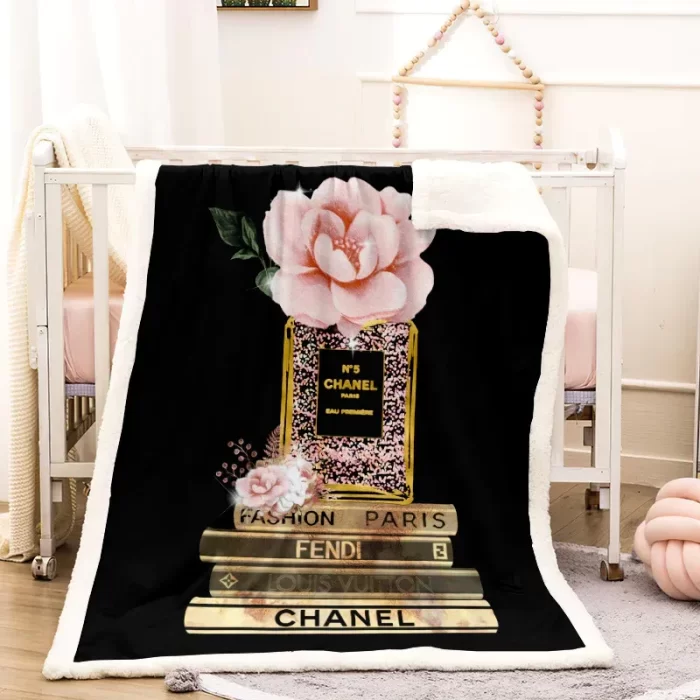 Chanel Top Luxury Brand Premium Fleece Sherpa Blanket Sofa Decor BL3062