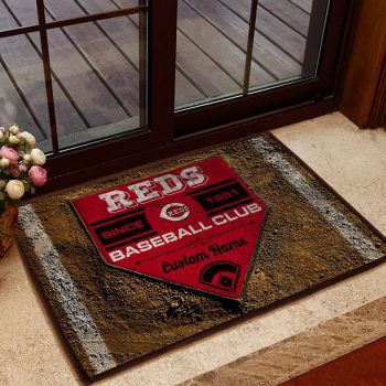 Cincinnati Reds MLB Retro Vintage Style Custom Name Personalized Entrance Doormat Welcome Mat DM1735