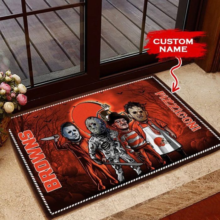 Cleveland Browns 3D Doormats Halloween NFL Custom Name DM1053