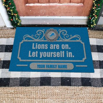 Detroit Lions Are On Let Yourself In Custom Personalized Retro Doormat Welcome Mat DM1907