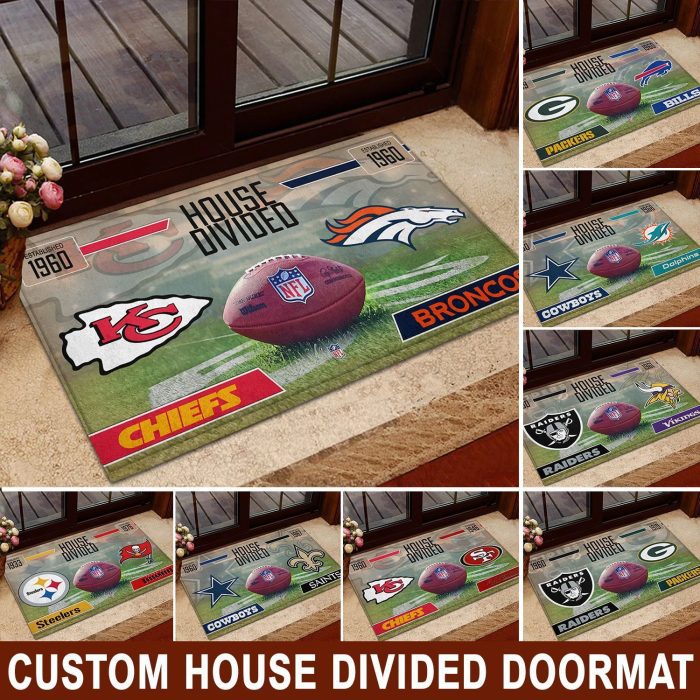 Doormat-NFL Teams House Divided Football Collage NFL Team DM1082