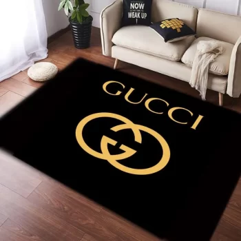 Gucci Black Luxury Area Rug For Living Room Bedroom Carpet Floor Decor Mat RR3049