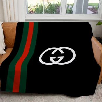 Gucci Black Luxury Brand Premium Fleece Sherpa Blanket Sofa Decor BL3059