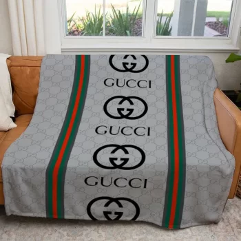 Gucci Logo Luxury Brand Premium Fleece Sherpa Blanket Sofa Decor BL3047