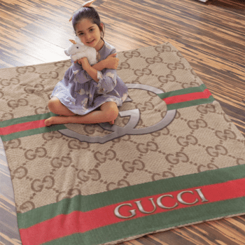 Gucci Luxury Brand Logo Premium Fleece Sherpa Blanket Sofa Decor BL3180
