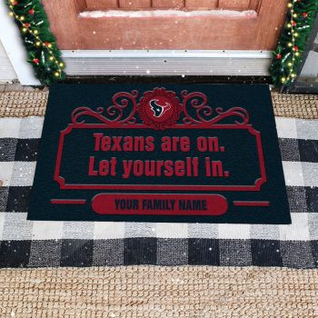 Houston Texans Are On Let Yourself In Custom Personalized Retro Doormat Welcome Mat DM1919