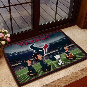 Houston Texans NFL Snoopy And Friends At The Football Stadium Doormat Welcome Mat DM1770