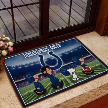 Indianapolis Colts NFL Snoopy And Friends At The Football Stadium Doormat Welcome Mat DM1774