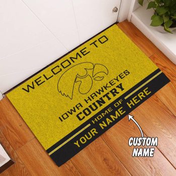 Iowa Hawkeyes Country Custom Name Personalized Luxury Front Entrance Doormat Welcome Mat DM1960