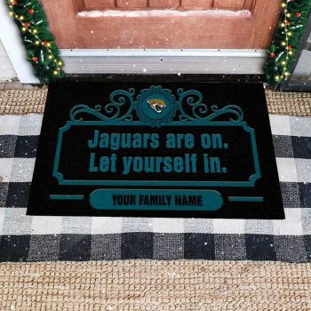 Jacksonville Jaguars Are On Let Yourself In Custom Personalized Retro Doormat Welcome Mat DM1903