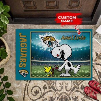 Jacksonville Jaguars Doormats Snoopy NFL 02 Custom Name Doormat DM1220